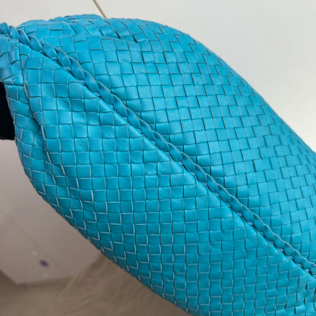 Sold Bottega Veneta Belly Hobo Intrecciato Lambskin Leather Sky Blue Large 50cm