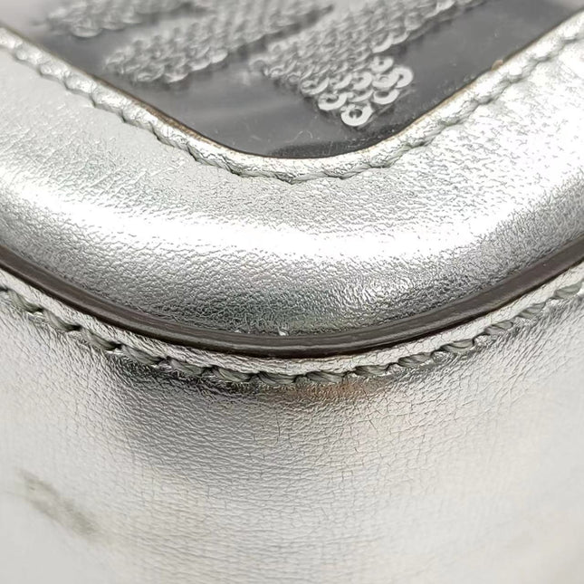 Sold Fendi Baguette Fendi x Nicki Minaj Silver PVC and Leather with Glitter Sequins Crossbody Bag