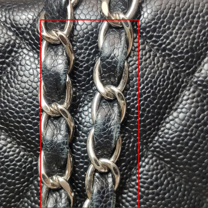 Chanel Classic Flap Jumbo Black Caviar Leather Single Flap Silver Hardware 2006-08