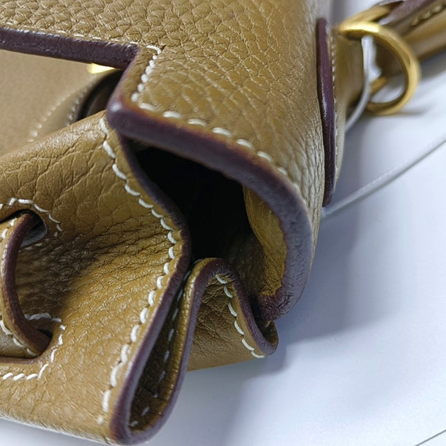Hermes Kelly 32 Retourne Biscuit Brown Clemence Leather Gold Hardware Double Ring