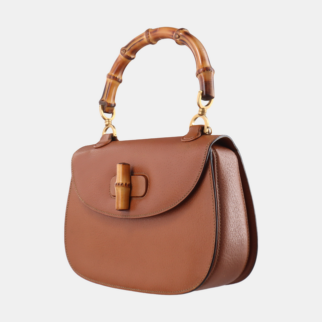 Sold Gucci Bamboo 1947 Top Handle Bag Leather Medium Tan Brown