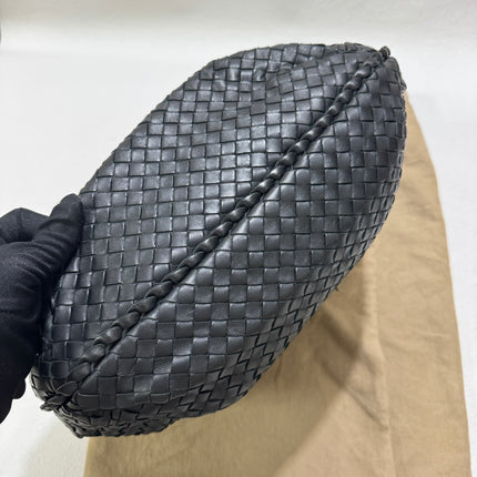 Sold Bottega Veneta Black Belly Hobo Intrecciato Nappa Leather Handbag