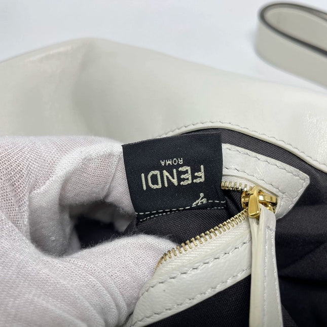 Sold FENDI Baguette White Leather 3D FF Motif Crossbody