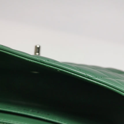 Chanel Classic Flap Mini 2019 Green Lambskin Leather Silver Hardware