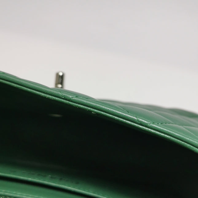 Chanel Classic Flap Mini 2019 Green Lambskin Leather Silver Hardware