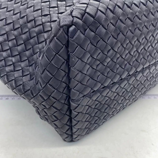 Bottega Veneta Cabat MM Intreccio Leather Tote Bag Navy 40cm