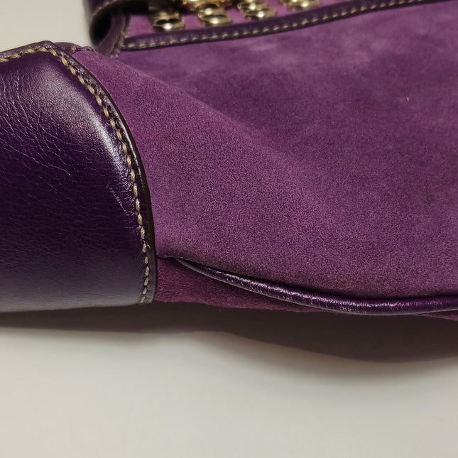 Gucci Jackie Vintage Large Purple Suede Leather Ringlets Decoration