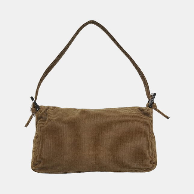 FENDI Baguette Vintage Corduroy Beige Brown Shoulder Bag