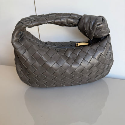 Bottega Veneta Jodie Mini Grey Leather Gold Hardware-Luxbags