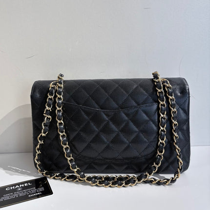 Chanel Classic Flap Medium 2016 Black Pixel Effect Calfskin Leather Gold Hardware