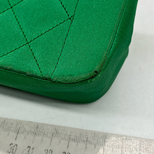 Chanel Diana Flap Bag 1990 Mini Green Silk Satin Bijou Chain