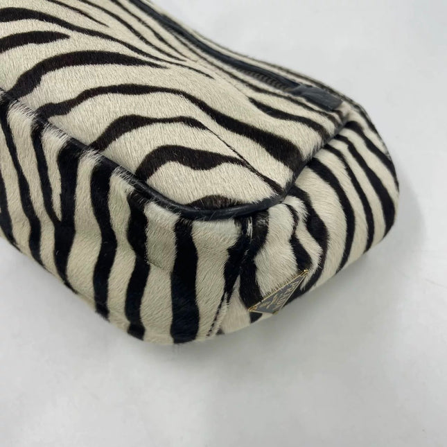 Prada Zebra Print Ponyhair Calfskin Leather Handbag
