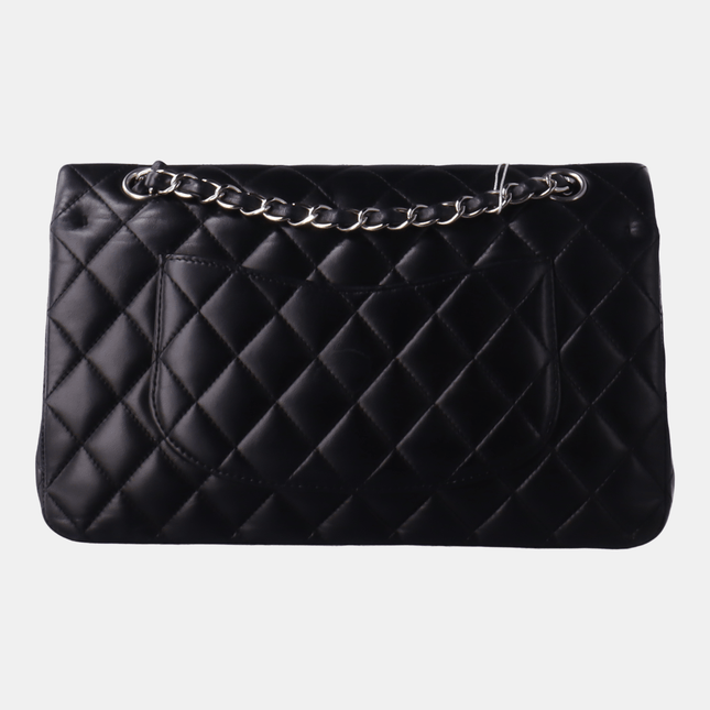 Chanel Timeless Classic Flap Medium Black Lambskin Leather Silver Hardware, 2008-2009