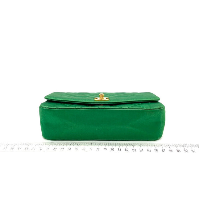 Chanel Diana Flap Bag 1990 Mini Green Silk Satin Bijou Chain