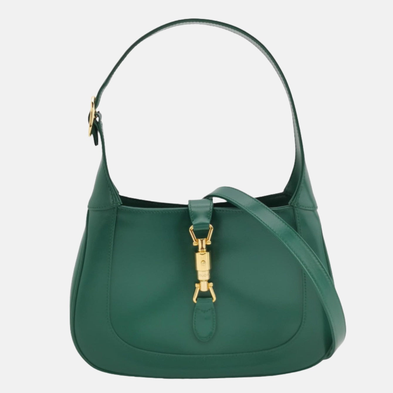 Gucci Jackie 1961 Green Leather Bag Small with Adjustable Strap-Luxbags