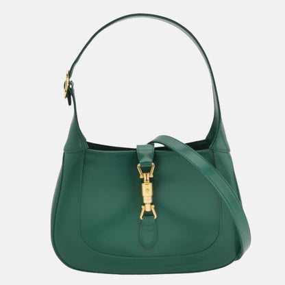 Gucci Jackie 1961 Green Leather Bag Small with Adjustable Strap-Luxbags