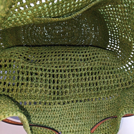 Loewe Raffia Ballon Ruffles Green Bucket Shoulder Bag 2022