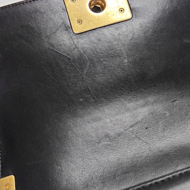 Chanel Le Boy Bag Small Camellia Black Lambskin Leather Gold Hardware