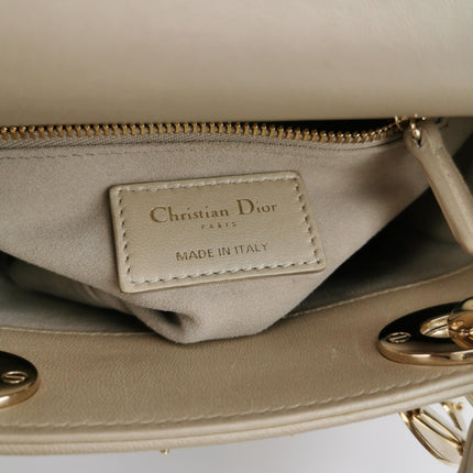 Lady Dior Mini Gold Calfskin Leather with Crystals Gold Hardware 2020