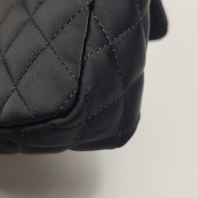 Chanel Classic Flap Extra Mini Black Silk Satin Quilted Gold-tone Hardware