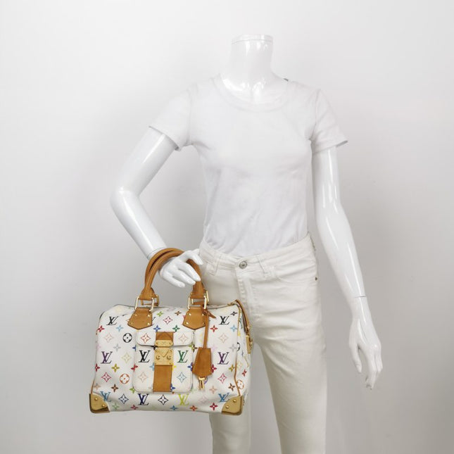 Louis Vuitton x Takashi Murakami Speedy 30 Lock White Multicolor