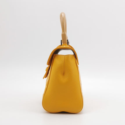 Goyard Saigon Mini Yellow Canvas and Leather Wooden Top Handle Crossbody Bag