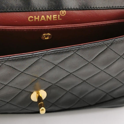 Chanel Classic Flap Vintage 1989 Black Lambskin Leather with 24k Gold Hardware