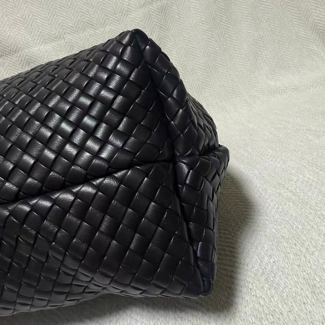 Bottega Veneta XXL Snap Tote Black Intrecciato Leather With Pouch