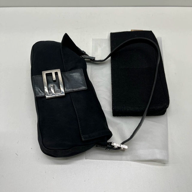 Sold FENDI Baguette Vintage Black Cloth Silver Hardware