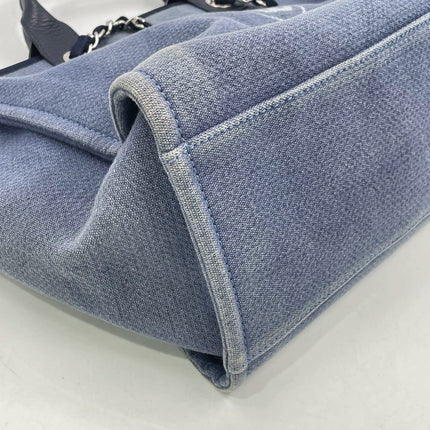 Chanel Deauville Tote Medium Navy Denim Top Handle