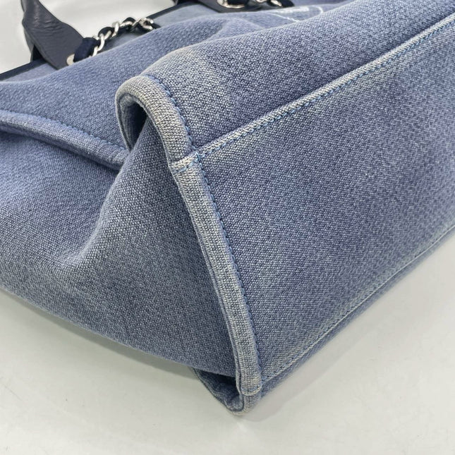 Chanel Deauville Tote Medium Navy Denim Top Handle