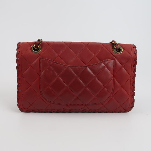 Chanel Classic Flap Medium Happy Stitch Red Aged Calfskin Leather Gold Hardware, 2015-2016