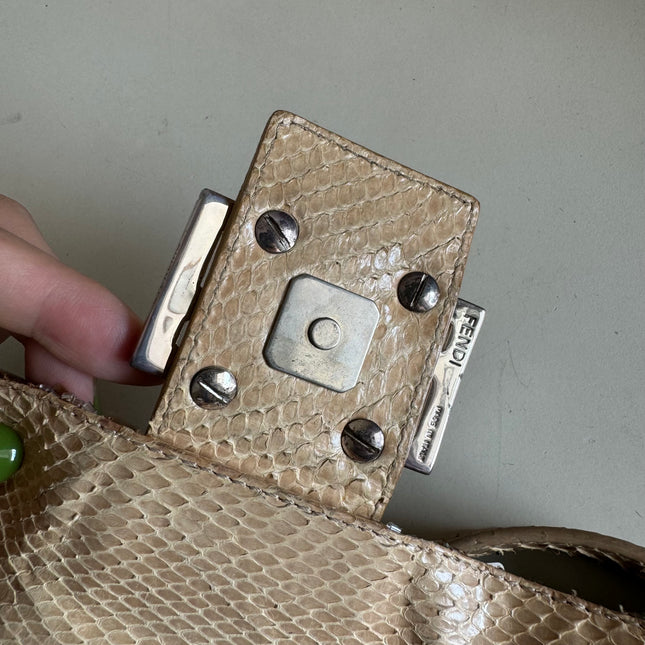 Fendi Baguette Vintage Rare Collectible Gold Sequins and Python leather