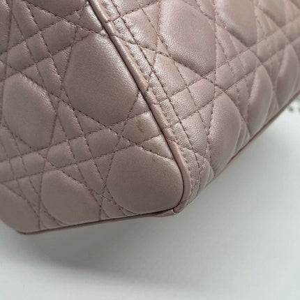 Lady Dior Medium Handbag Pearlescent Pink Cannage Leather Gold Hardware