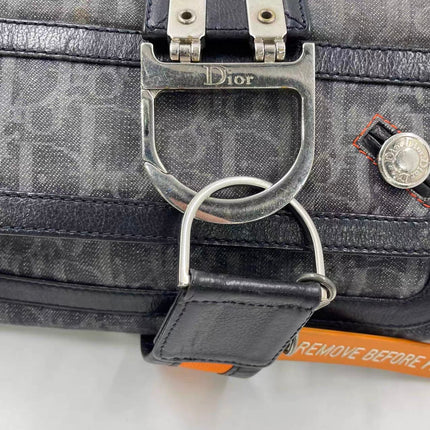 Dior Flight Medium Black Oblique Monogram Orange Strap Shoulder Bag