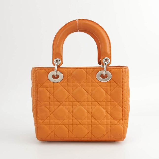 Sold Lady Dior My Abcdior 2016 Small Orange Lambskin Cannage Leather Handbag