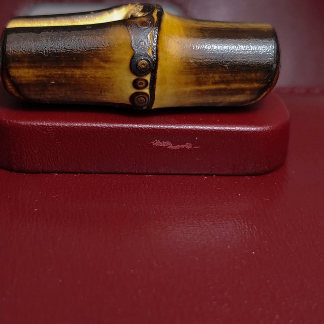 Gucci Bamboo 1947 Small Ancora Red Burgundy Calfskin Leather Top Handle Bag