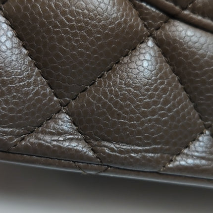 Chanel Classic Flap Jumbo 2012 Coffee Brown Caviar Leather Double Flap Silver Hardware