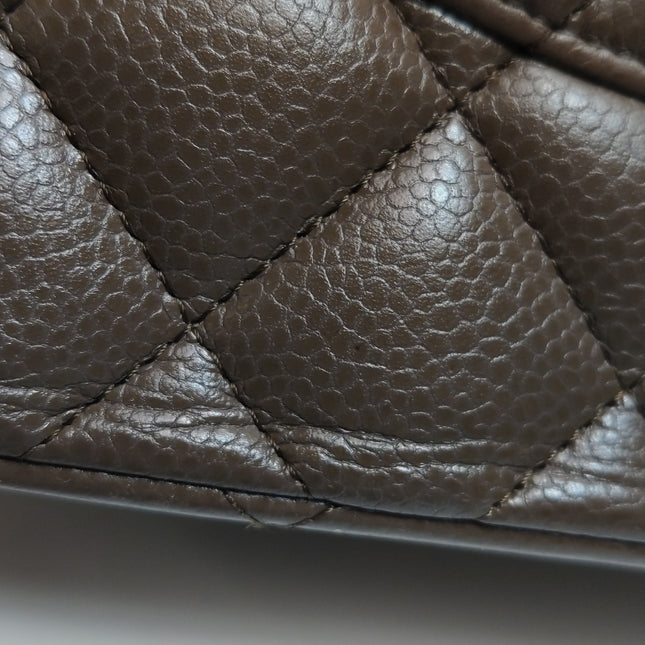 Chanel Classic Flap Jumbo 2012 Coffee Brown Caviar Leather Double Flap Silver Hardware