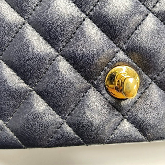 Chanel Classic Flap Rectangular Mini 2015 Navy Lambskin Gold Hardware