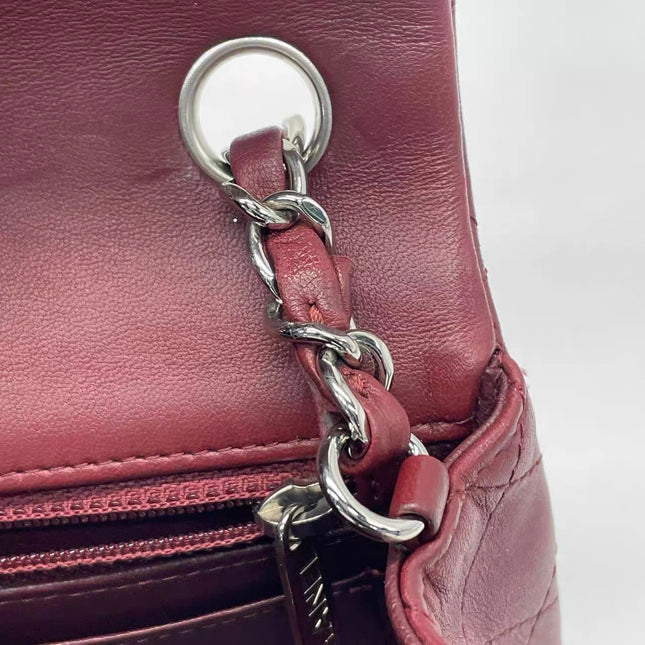 Chanel Classic Flap Rectangular Mini Burgundy Lambskin Silver HW, 2019