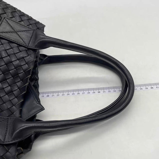 Bottega Veneta Cabat Large Intreccio Leather Tote Bag Black 40cm