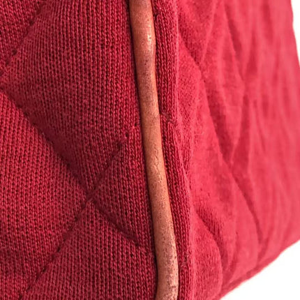 Chanel Mini Top Handle Bag Red Fabric Gold Hardware