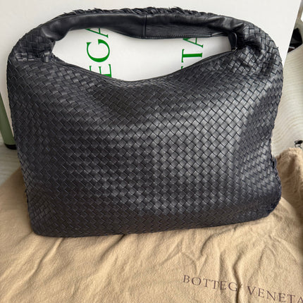 Bottega Veneta Hobo Maxi Midnight Navy Black leather Tiny Fringes 50cm