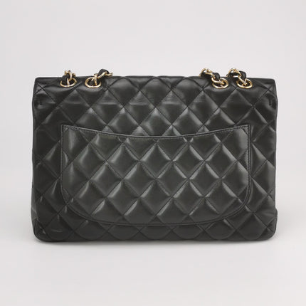 Chanel Classic Flap Jumbo Black Lambskin Leather Single Flap Gold Hardware 2009-2010