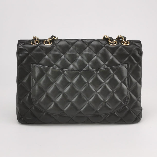 Chanel Classic Flap Jumbo Black Lambskin Leather Single Flap Gold Hardware 2009-2010