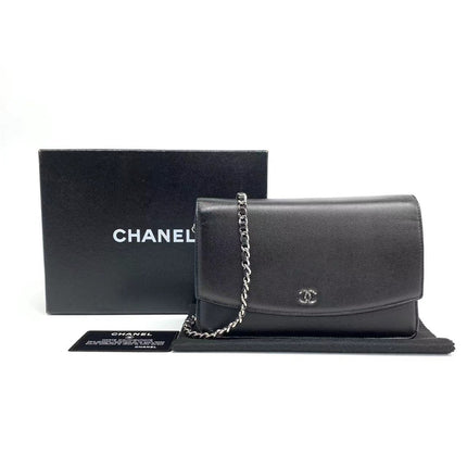 Sold Chanel Wallet On Chains WOC Black Caviar Leather Silver Chains