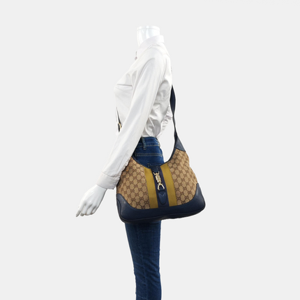 Gucci Jackie 1961 Soft Medium Navy Leather and Monogram