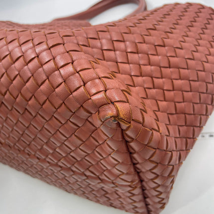 Bottega Veneta Cabat Large Intreccio Leather Tote Bag Brick Red 41cm