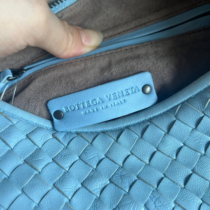 Bottega Veneta Veneta Hobo Medium Baby Blue Intrecciato Leather Bag 43cm